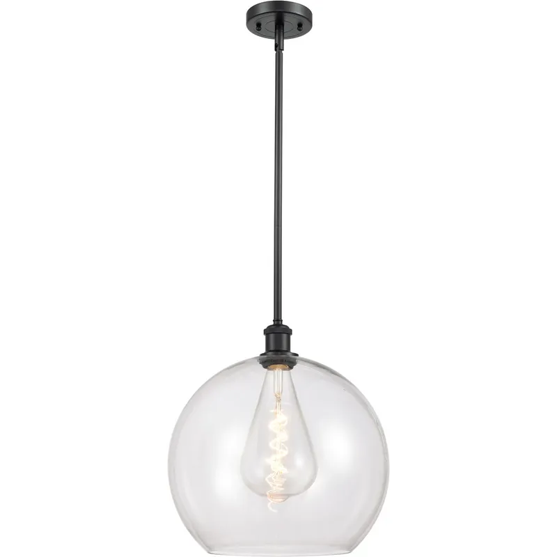 Ballston Athens 1 Light 14 inch Matte Black Pendant Ceiling Light in Clear Glass