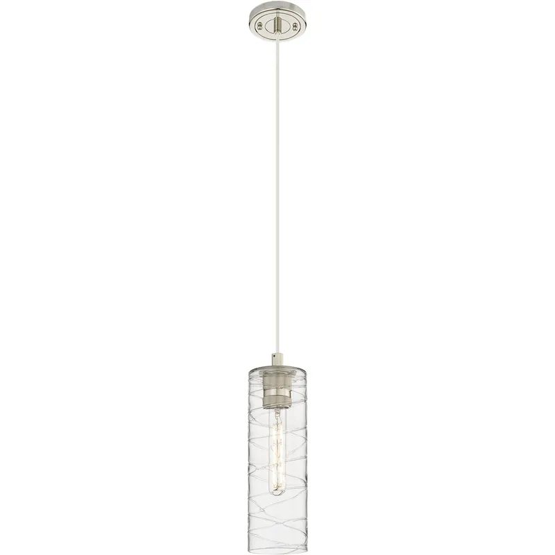 Downtown Urban Crown Point 1 Light 3.88 inch Polished Nickel Pendant Ceiling Light in Deco Swirl