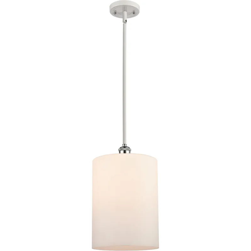Ballston Large Cobbleskill 1 Light 9 inch White and Polished Chrome Pendant Ceiling Light in Matte White Glass, Ballston