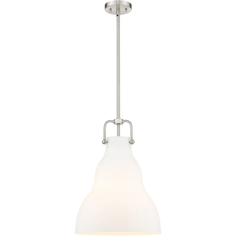 Haverhill LED 14 inch Brushed Satin Nickel Pendant Ceiling Light in Matte White Glass