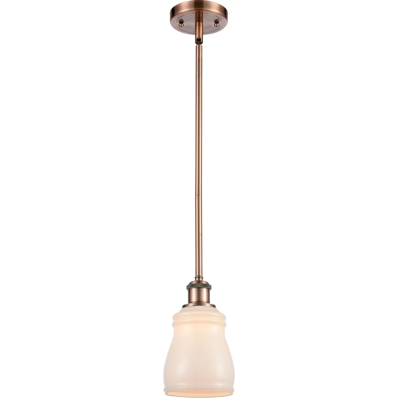 Ballston Ellery 1 Light 5 inch Antique Copper Pendant Ceiling Light in White Glass, Ballston