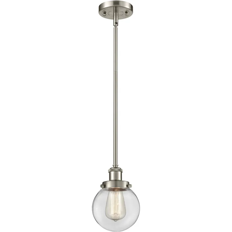 Ballston Beacon LED 6 inch Brushed Satin Nickel Pendant Ceiling Light in Clear Glass, Ballston