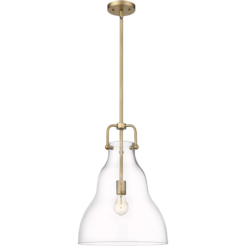 Haverhill 1 Light 14 inch Brushed Brass Pendant Ceiling Light in Clear Glass