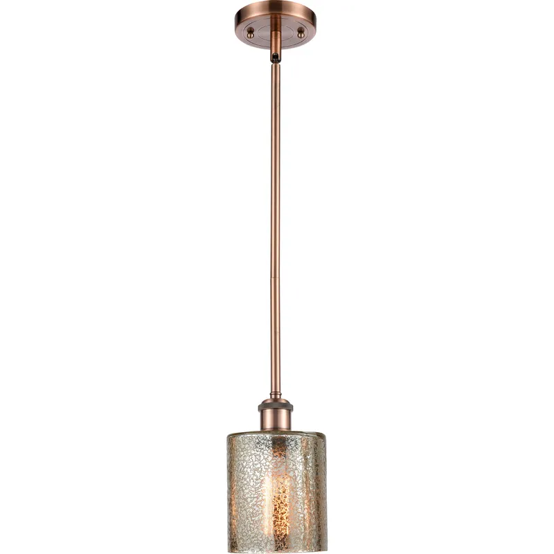 Ballston Cobbleskill 1 Light 5 inch Antique Copper Pendant Ceiling Light in Mercury Glass, Ballston