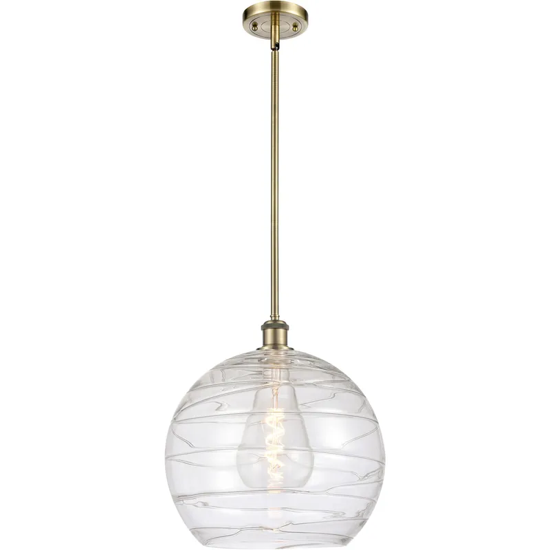 Ballston Deco Swirl 1 Light 14 inch Antique Brass Pendant Ceiling Light