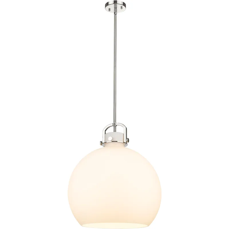 Newton Sphere 1 Light 18 inch Polished Nickel Pendant Ceiling Light in Matte White Glass