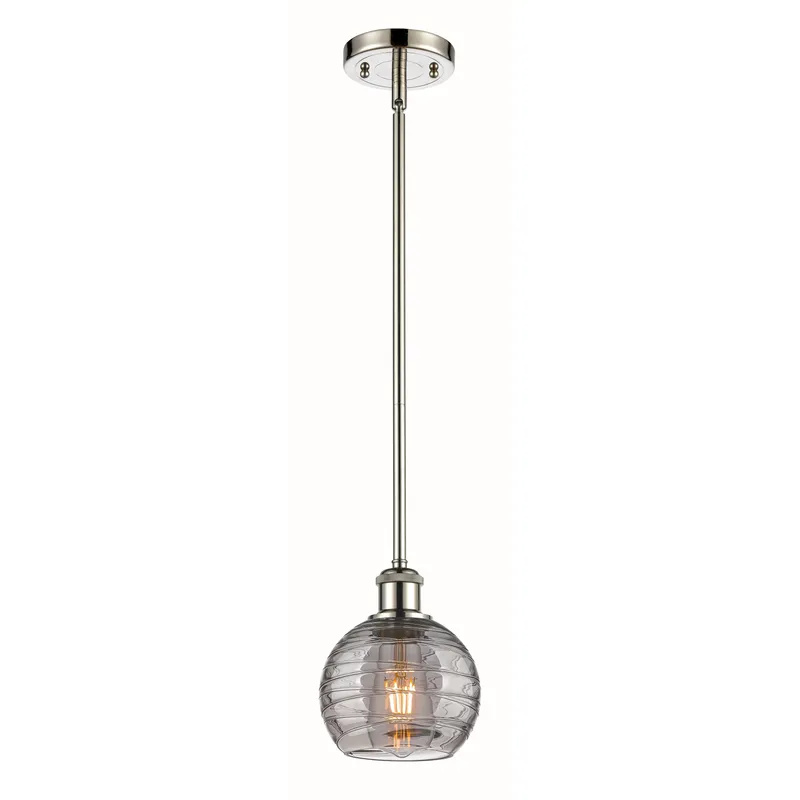 Ballston Athens Deco Swirl 1 Light 5.88 inch Polished Nickel Stem Hung Mini Pendant Ceiling Light