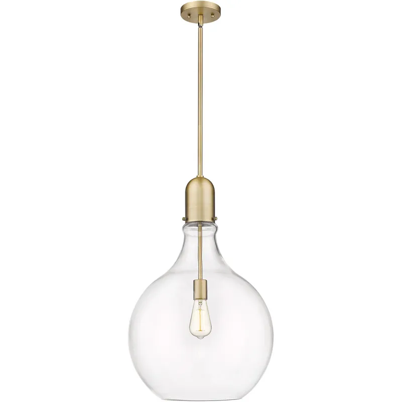 Amherst 1 Light 16 inch Brushed Brass Pendant Ceiling Light in Clear Glass