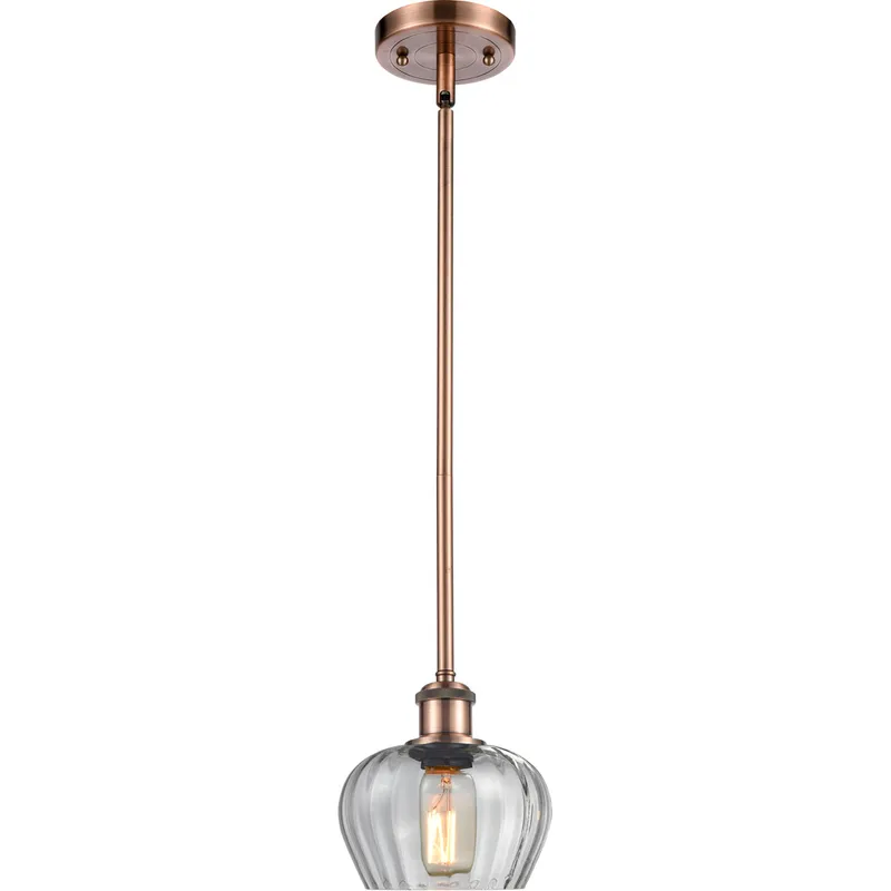 Ballston Fenton LED 7 inch Antique Copper Pendant Ceiling Light in Clear Glass, Ballston