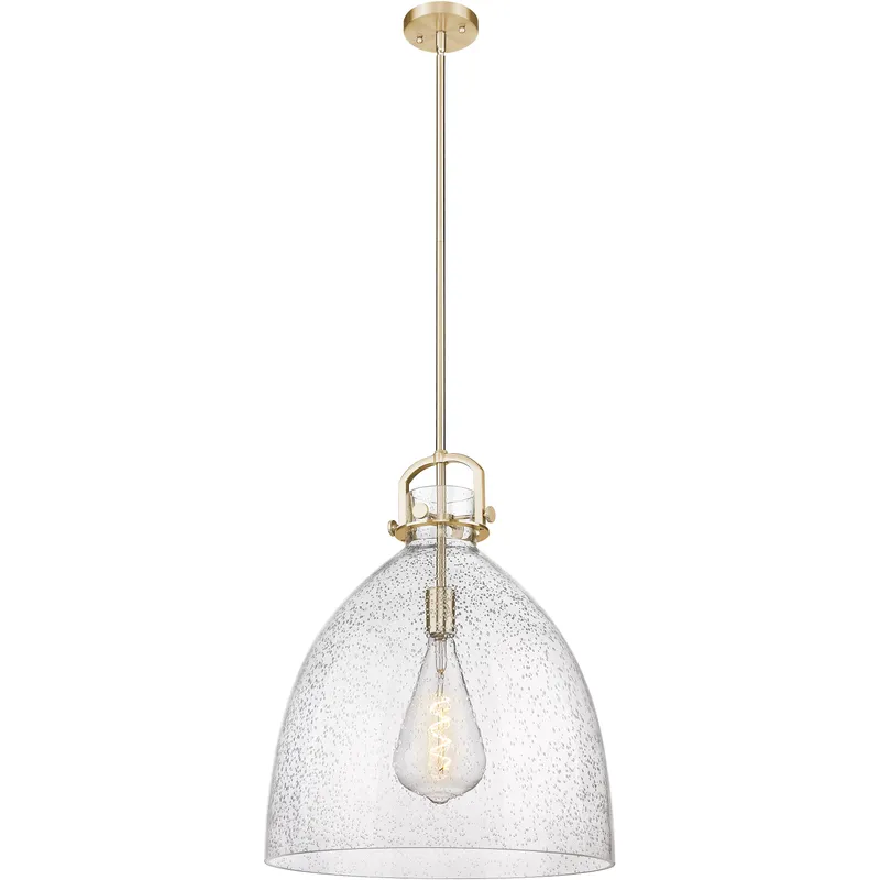Newton Bell 1 Light 18 inch Champagne Bronze Pendant Ceiling Light in Seedy Glass