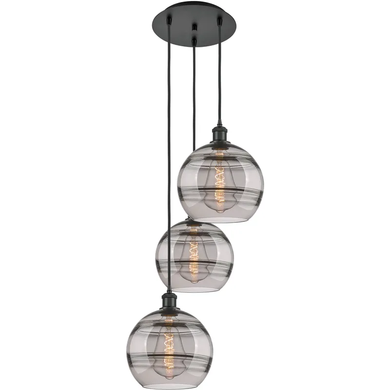 Ballston Rochester 3 Light 16.5 inch Matte Black Cord Hung Multi Pendant Ceiling Light
