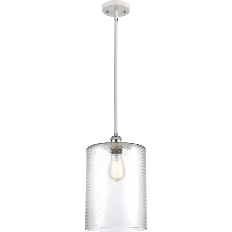 Ballston Large Cobbleskill 1 Light 9 inch White and Polished Chrome Pendant Ceiling Light in Clear Glass, Ballston