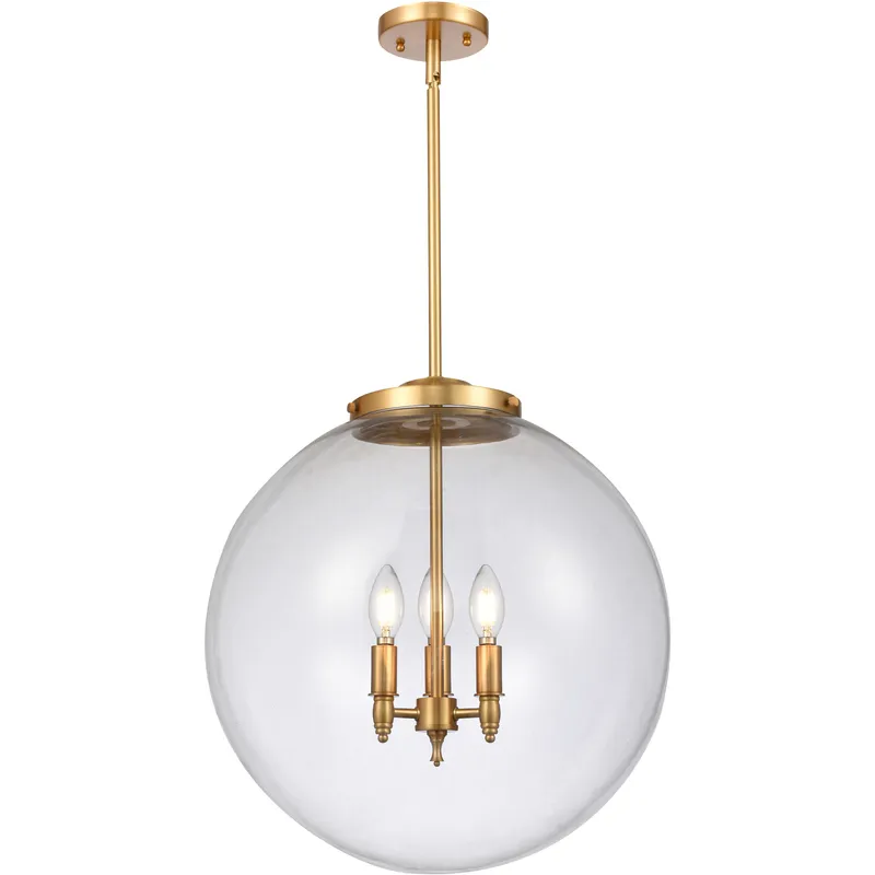 Franklin Restoration Beacon 3 Light 18 inch Satin Gold Statement Pendant Ceiling Light in Incandescent, Clear