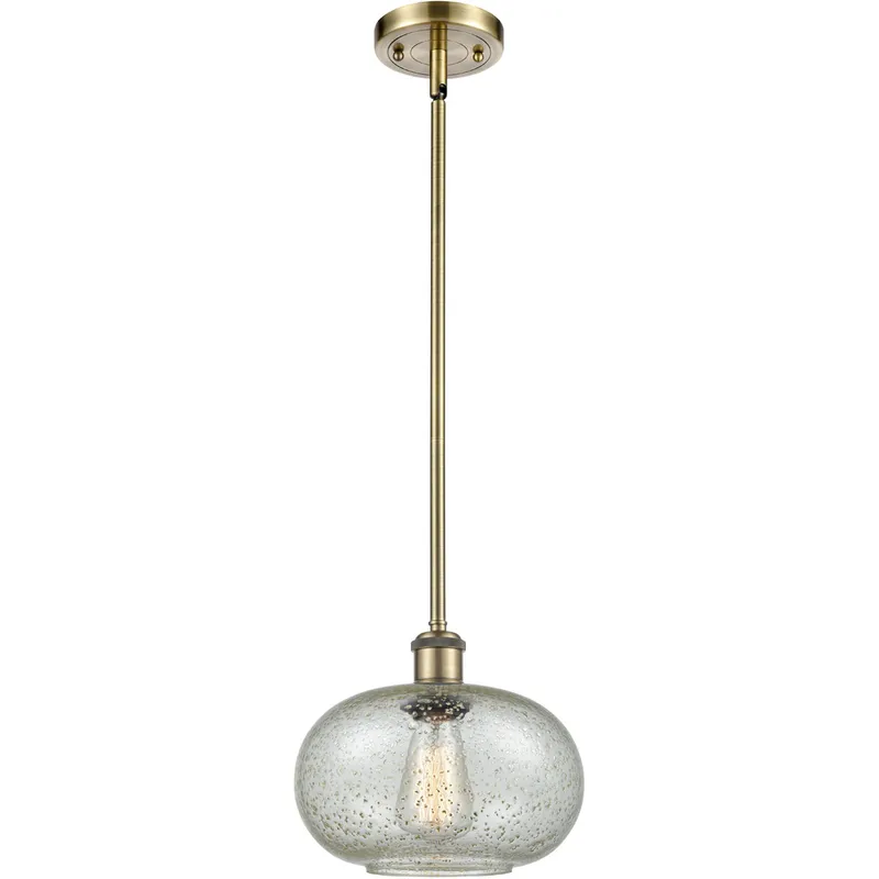 Ballston Gorham 1 Light 9.5 inch Antique Brass Pendant Ceiling Light in Mica Glass, Ballston