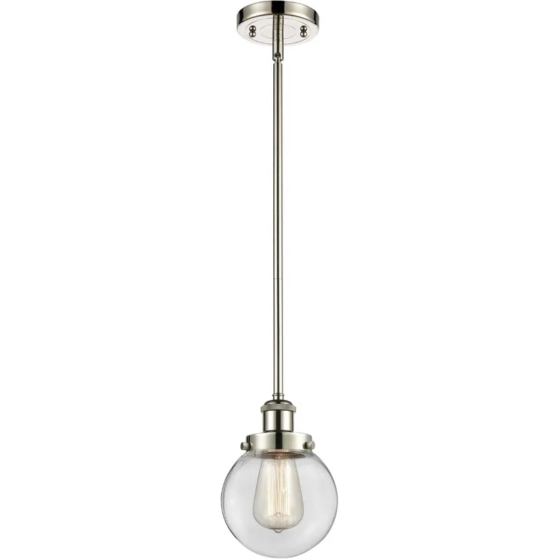 Ballston Beacon LED 6 inch Polished Nickel Pendant Ceiling Light in Clear Glass