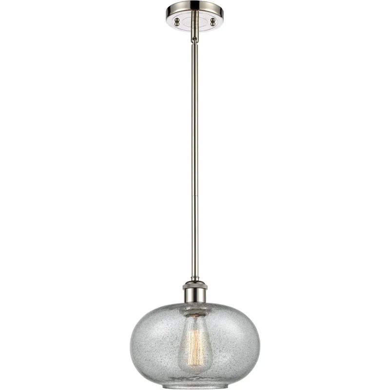 Ballston Gorham 1 Light 9.5 inch Polished Nickel Pendant Ceiling Light in Charcoal Glass, Ballston