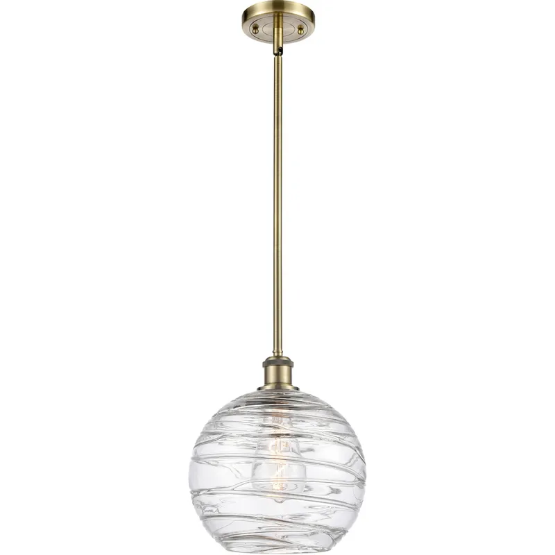 Ballston Large Deco Swirl LED 10 inch Antique Brass Pendant Ceiling Light, Ballston