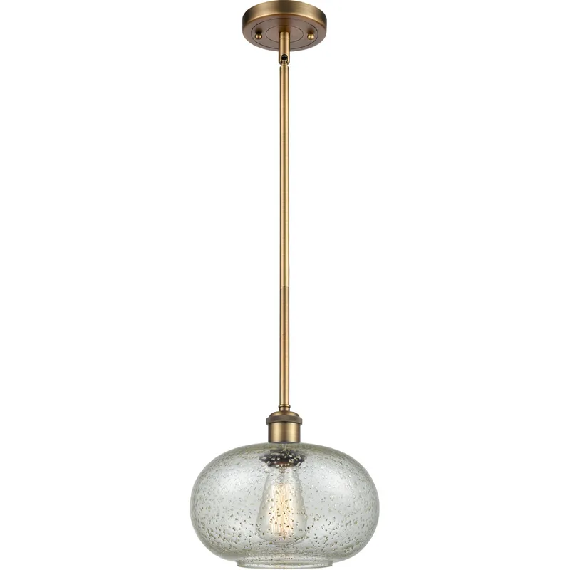 Ballston Gorham 1 Light 9.5 inch Brushed Brass Pendant Ceiling Light in Mica Glass, Ballston
