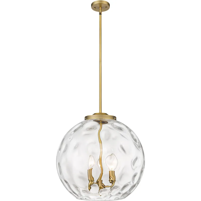 Ballston Athens Water Glass 3 Light 15.75 inch Brushed Brass Statement Pendant Ceiling Light in Incandescent