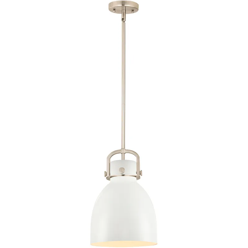 Newton Bell 1 Light 10 inch Satin Nickel Stem Hung Pendant Ceiling Light