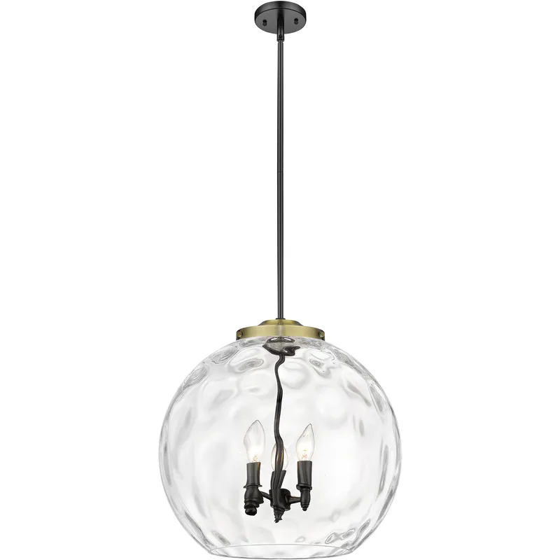 Ballston Athens Water Glass 3 Light 17.88 inch Black Antique Brass Statement Pendant Ceiling Light in Incandescent