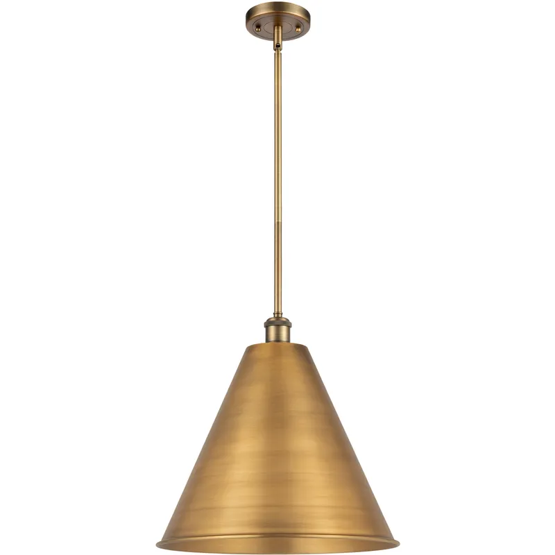 Ballston Cone 1 Light 16 inch Brushed Brass Pendant Ceiling Light
