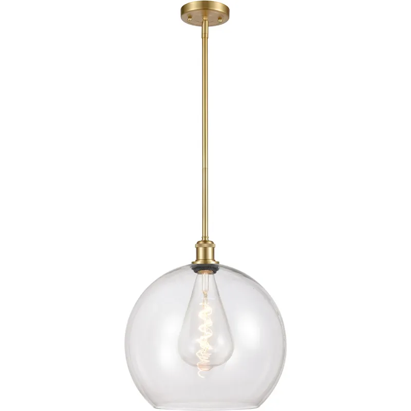 Ballston Athens 1 Light 14 inch Satin Gold Pendant Ceiling Light in Clear Glass