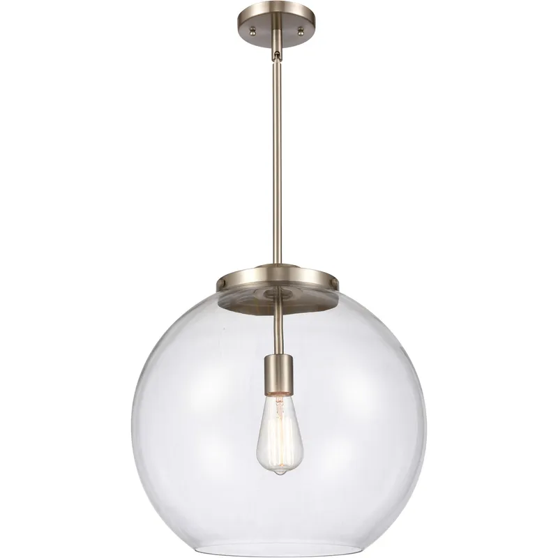 Ballston Athens LED 15.75 inch Brushed Satin Nickel Pendant Ceiling Light in Clear