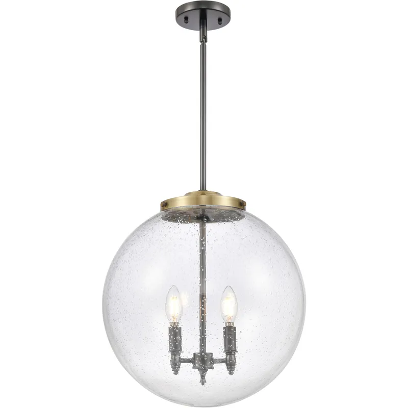 Franklin Restoration Beacon 3 Light 16 inch Black Antique Brass Statement Pendant Ceiling Light in Incandescent, Seedy