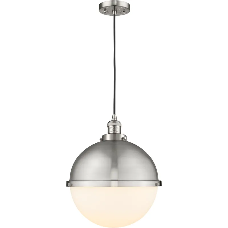 Franklin Restoration Hampden 1 Light 12.88 inch Brushed Satin Nickel Pendant Ceiling Light in Matte White Glass