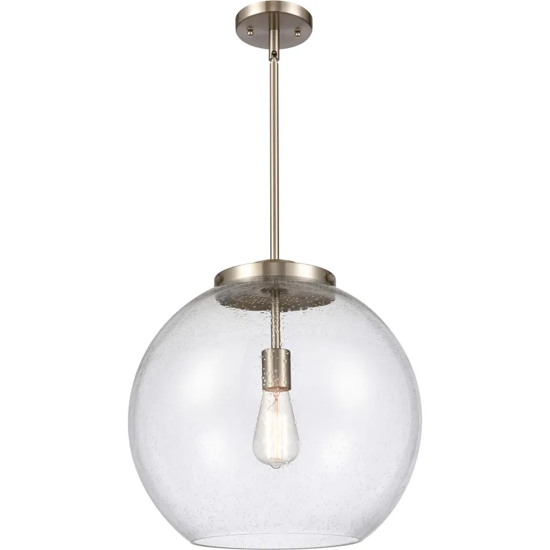 Ballston Athens 1 Light 15.75 inch Brushed Satin Nickel Pendant Ceiling Light in Incandescent, Seedy