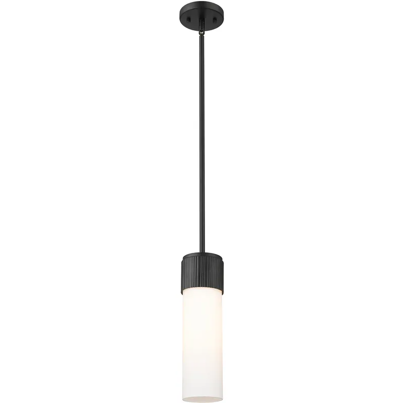Bolivar 1 Light 4 inch Matte Black Pendant Ceiling Light in Matte White Glass