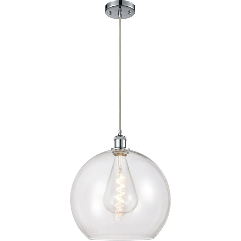 Ballston Athens LED 13.75 inch Polished Chrome Pendant Ceiling Light in Clear Glass, Silver