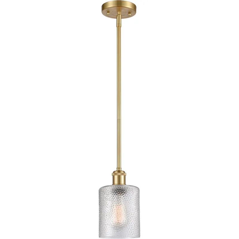 Ballston Cobbleskill 1 Light 5 inch Satin Gold Pendant Ceiling Light in Clear Glass, Ballston