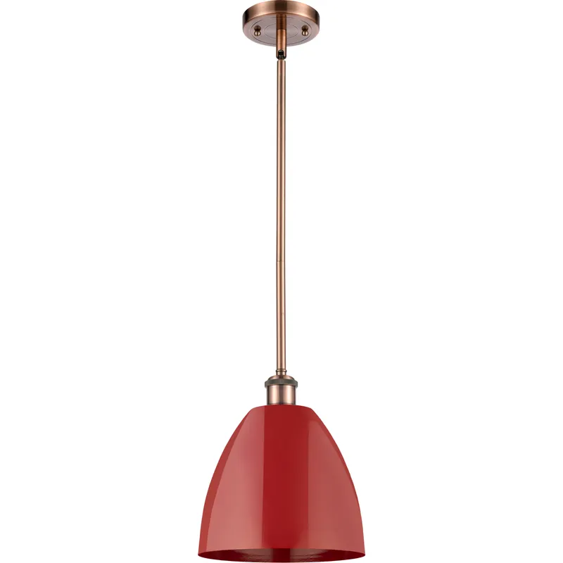 Ballston Plymouth Dome 1 Light 9 inch Antique Copper Pendant Ceiling Light in Matte Red