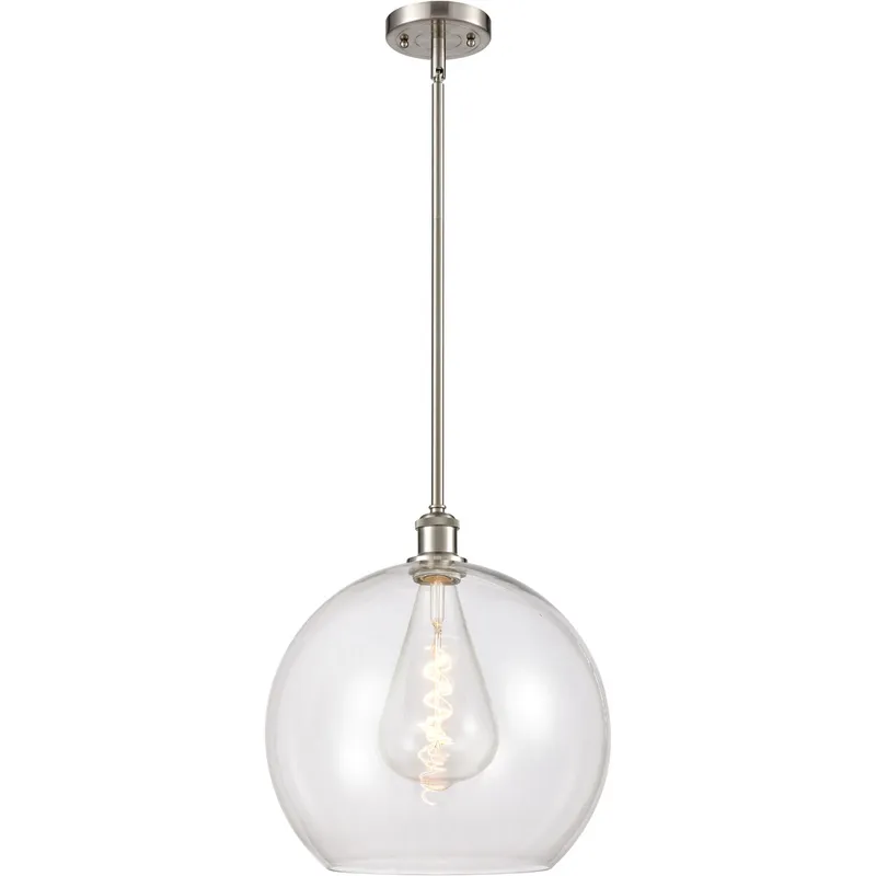 Ballston Athens 1 Light 14 inch Brushed Satin Nickel Pendant Ceiling Light in Clear Glass