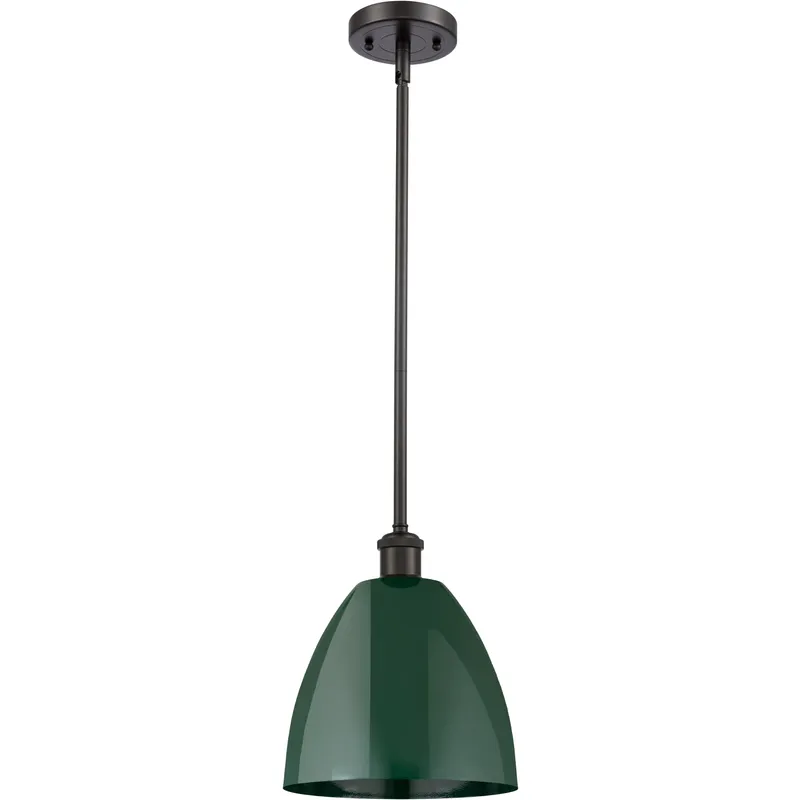 Ballston Plymouth Dome 1 Light 9 inch Oil Rubbed Bronze Pendant Ceiling Light in Matte Green