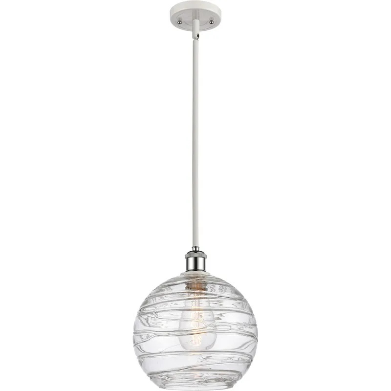 Ballston Large Deco Swirl LED 10 inch White and Polished Chrome Pendant Ceiling Light, Ballston