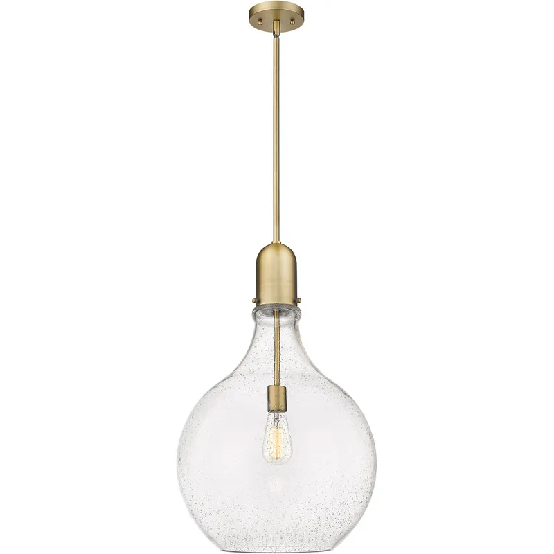 Amherst 1 Light 16 inch Brushed Brass Pendant Ceiling Light in Seedy Glass