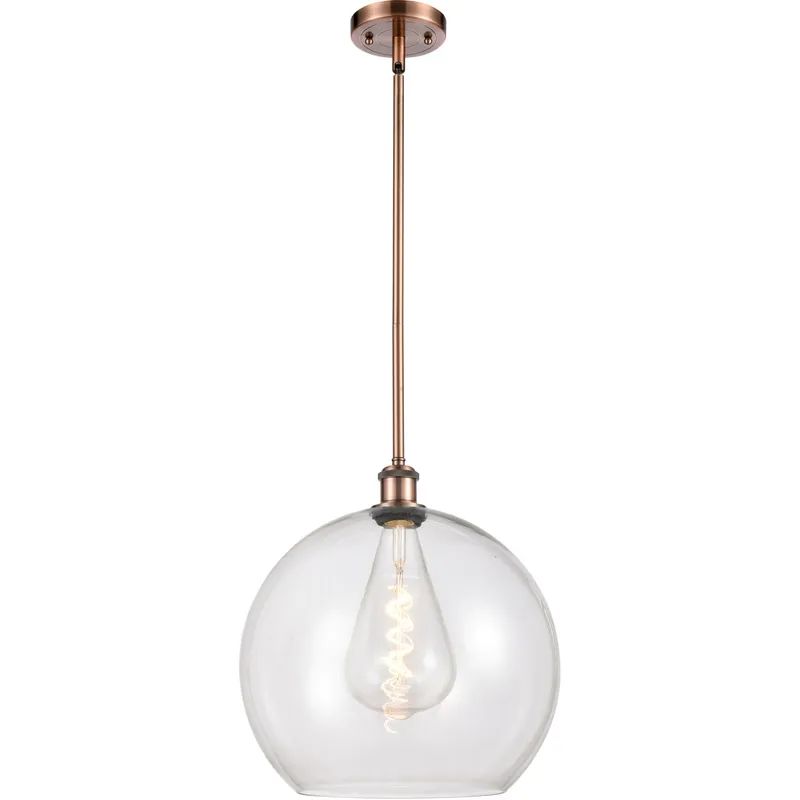 Ballston Athens 1 Light 14 inch Antique Copper Pendant Ceiling Light in Clear Glass