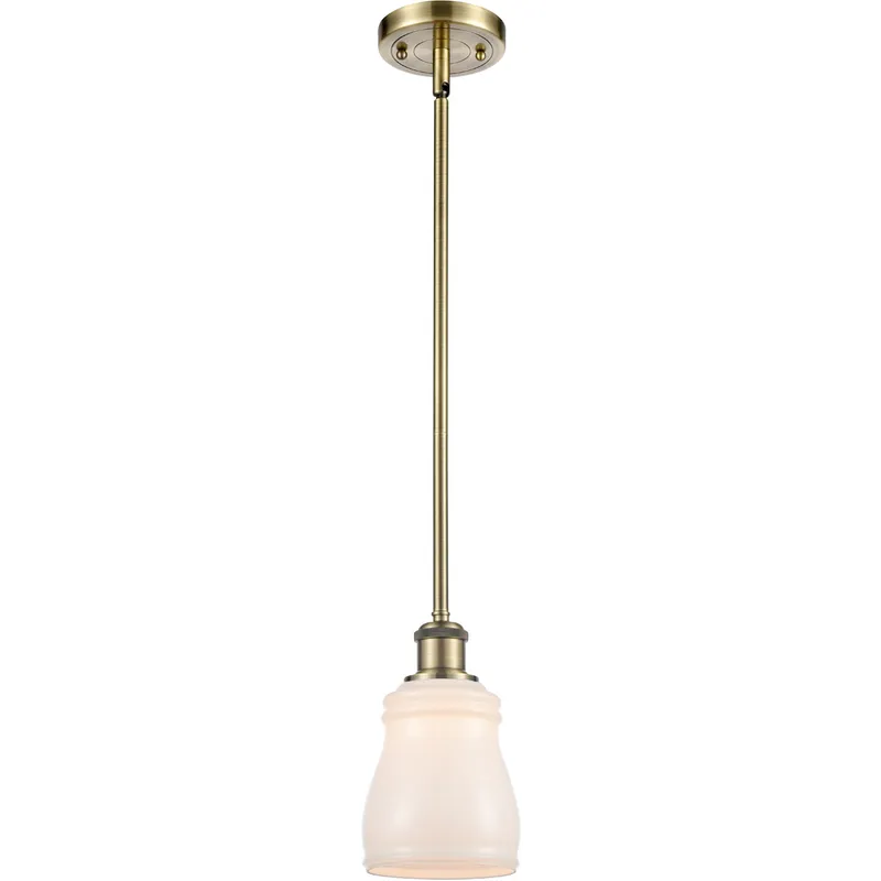 Ballston Ellery 1 Light 5 inch Antique Brass Pendant Ceiling Light in Incandescent, Matte White Glass, Ballston