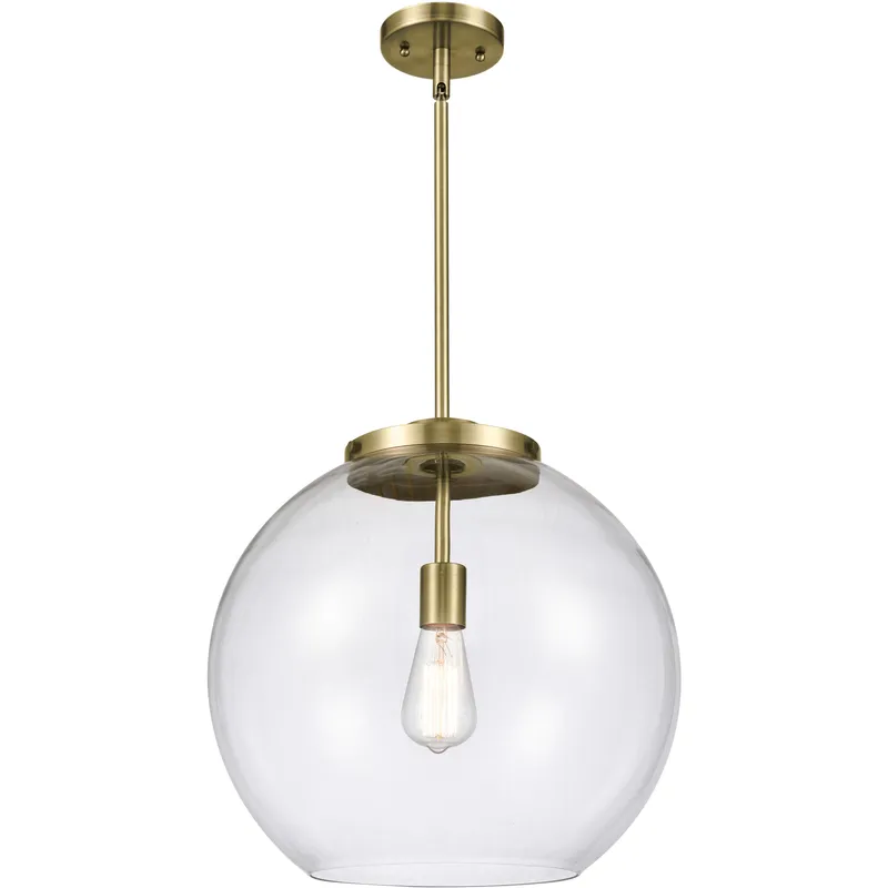 Ballston Athens LED 15.75 inch Antique Brass Pendant Ceiling Light in Clear
