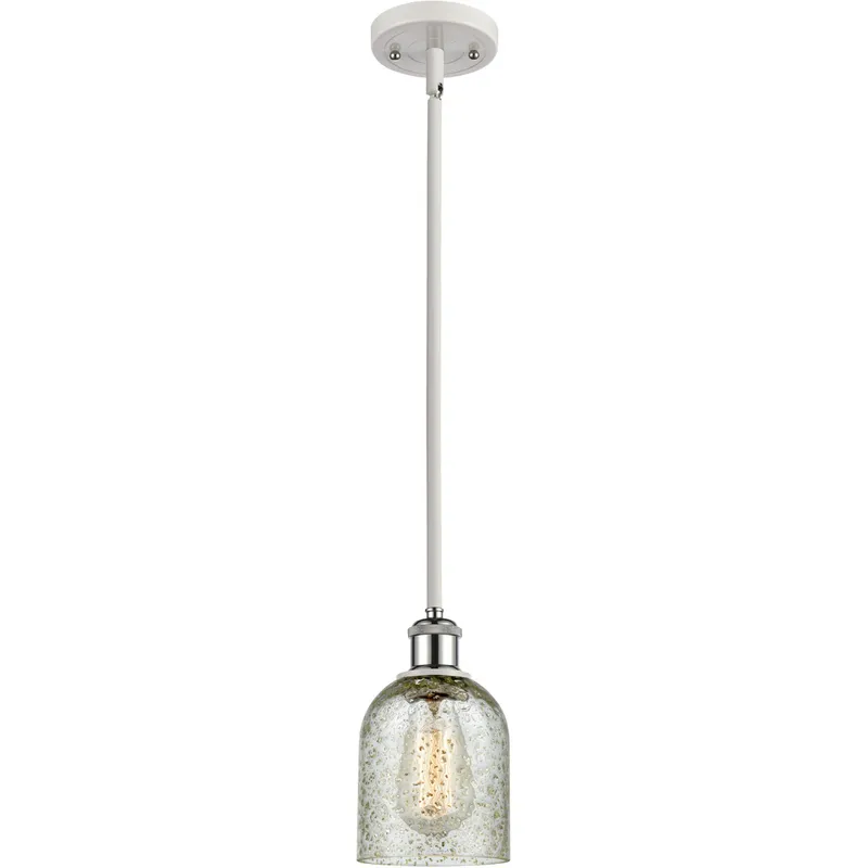 Ballston Caledonia 1 Light 5 inch White and Polished Chrome Pendant Ceiling Light in Mica Glass, Ballston