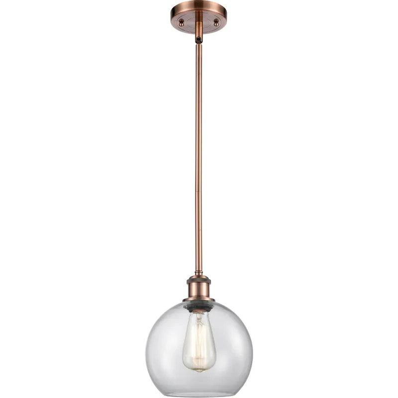 Ballston Athens LED 8 inch Antique Copper Pendant Ceiling Light in Clear Glass, Ballston