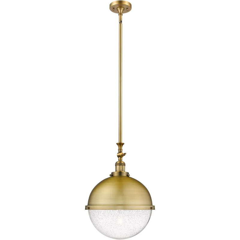 Franklin Restoration Hampden LED 12.88 inch Brushed Brass Pendant Ceiling Light in Seedy Glass
