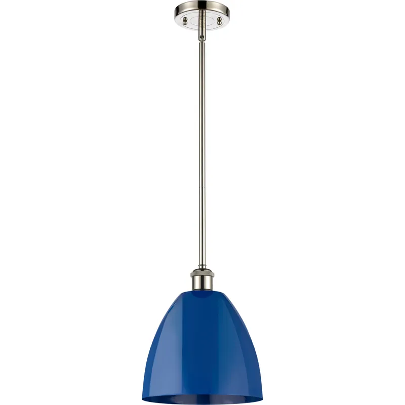 Ballston Plymouth Dome 1 Light 9 inch Polished Nickel Pendant Ceiling Light in Matte Blue