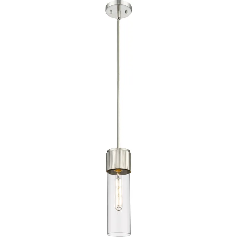 Bolivar 1 Light 4 inch Satin Nickel Pendant Ceiling Light in Clear Glass