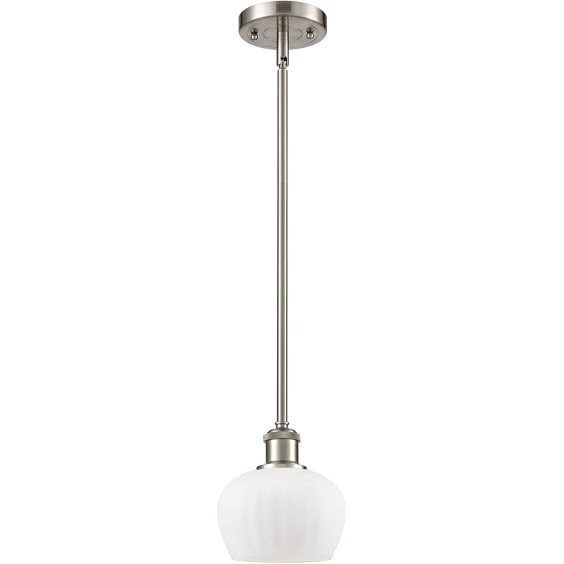 Ballston Fenton LED 7 inch Brushed Satin Nickel Pendant Ceiling Light in Matte White Glass, Ballston