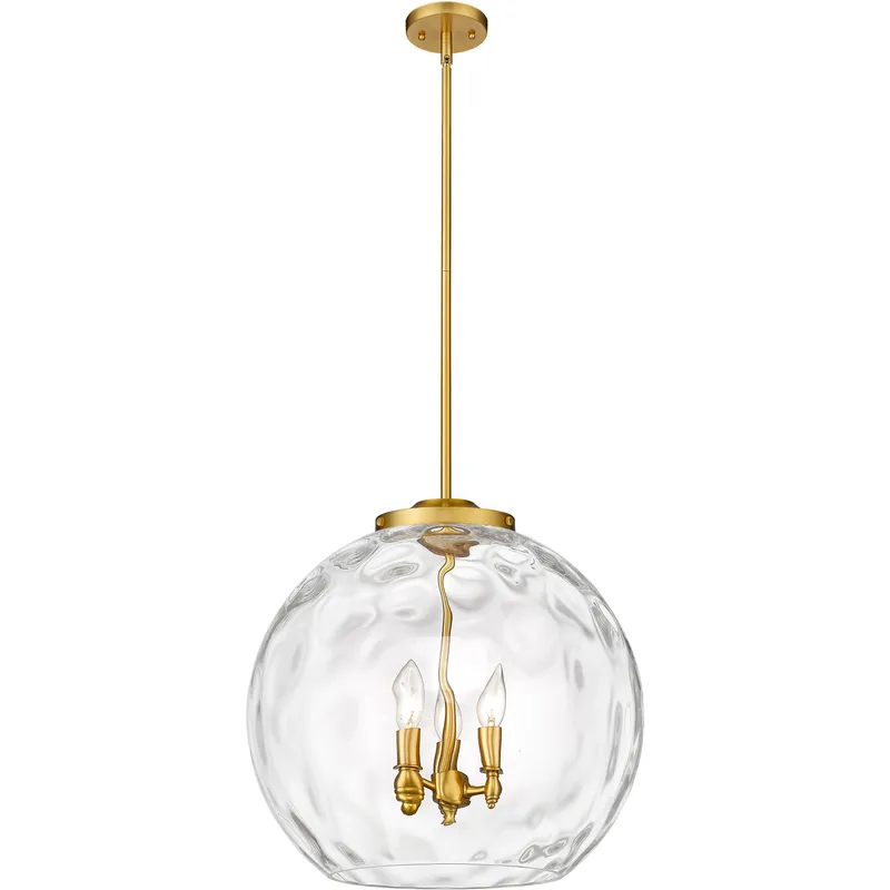 Ballston Athens Water Glass 3 Light 17.88 inch Satin Gold Statement Pendant Ceiling Light in Incandescent