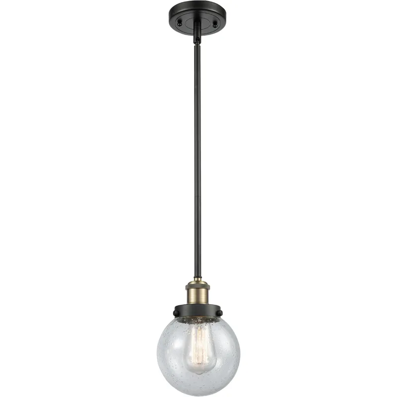Ballston Beacon LED 6 inch Black Antique Brass Pendant Ceiling Light in Seedy Glass